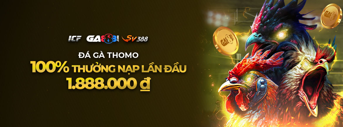 Đá gà Thomo 100% Thưởng Nạp Lần Đầu 1.888.000 ₫ Đá gà Thomo 100% Thưởng Nạp Lần Đầu 1.888.000 ₫