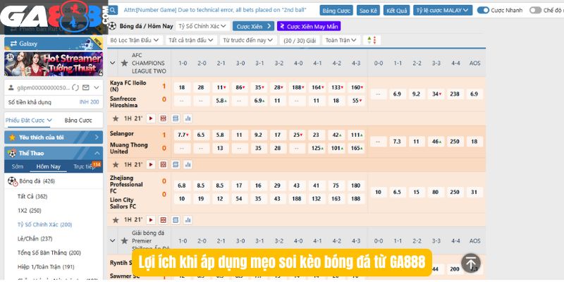 Lợi ích khi áp dụng mẹo soi kèo bóng đá từ GA888