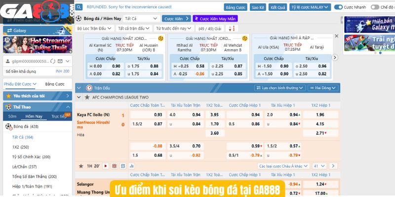 Ưu điểm khi soi kèo bóng đá tại GA888