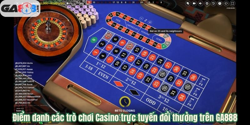 Điểm danh các trò chơi Casino trực tuyến đổi thưởng trên GA888