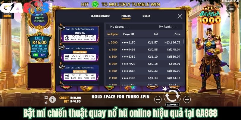 Bật mí chiến thuật quay nổ hũ online hiệu quả tại GA888